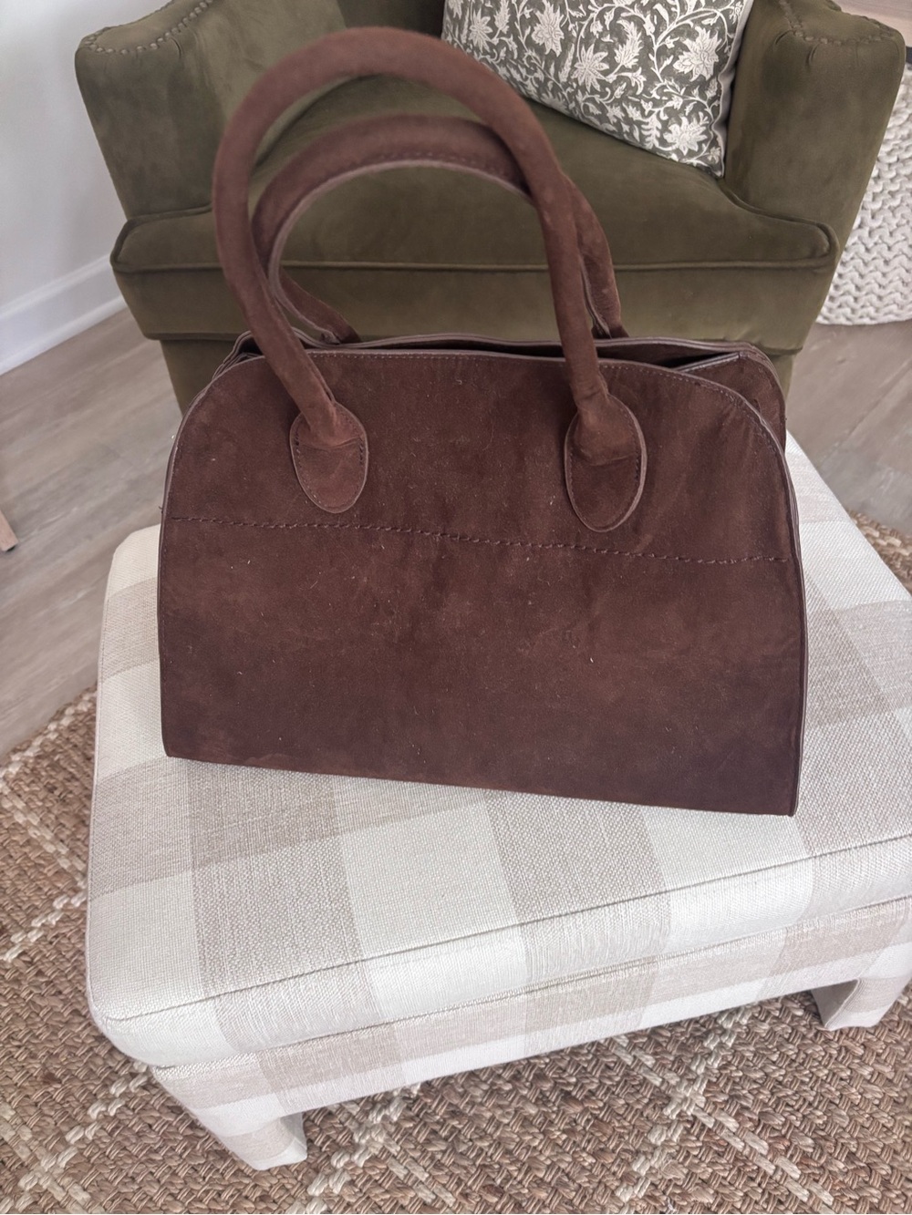 Amazon Brown Suede Satchel Handbag